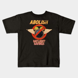 Abolish Daylight Savings Time Flying Alarm Clock Kids T-Shirt